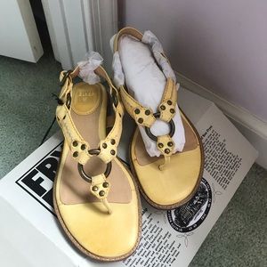 Frye lemon yellow leather sandal. 6  New with box
